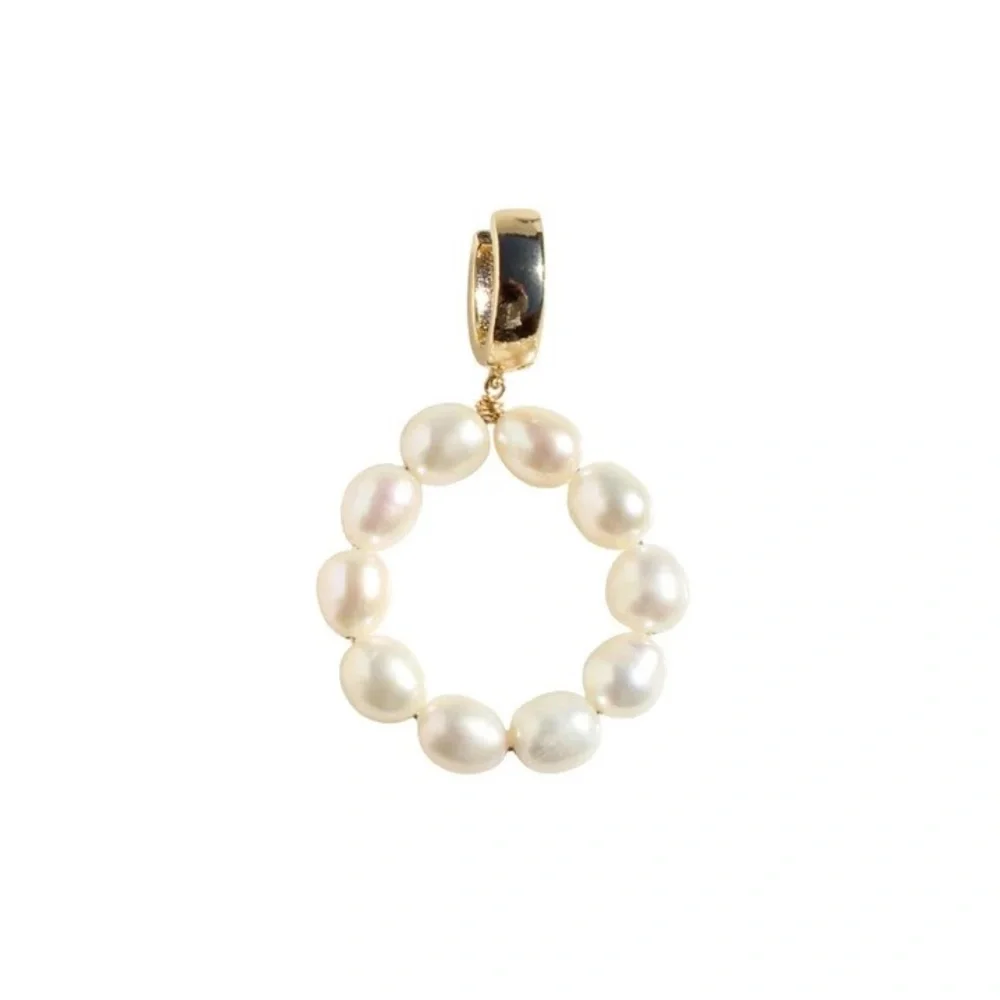 Mismatched Genuine Freshwater Pearl Earring Set Statement Gold Hoops Earrings - Picture 3 of 12